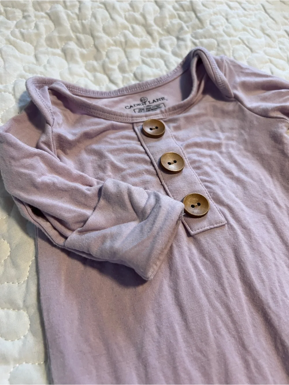 Caden Lane Bamboo Knotted Gown 0-3M Dusty Purple Lavender Henley Ribbed
